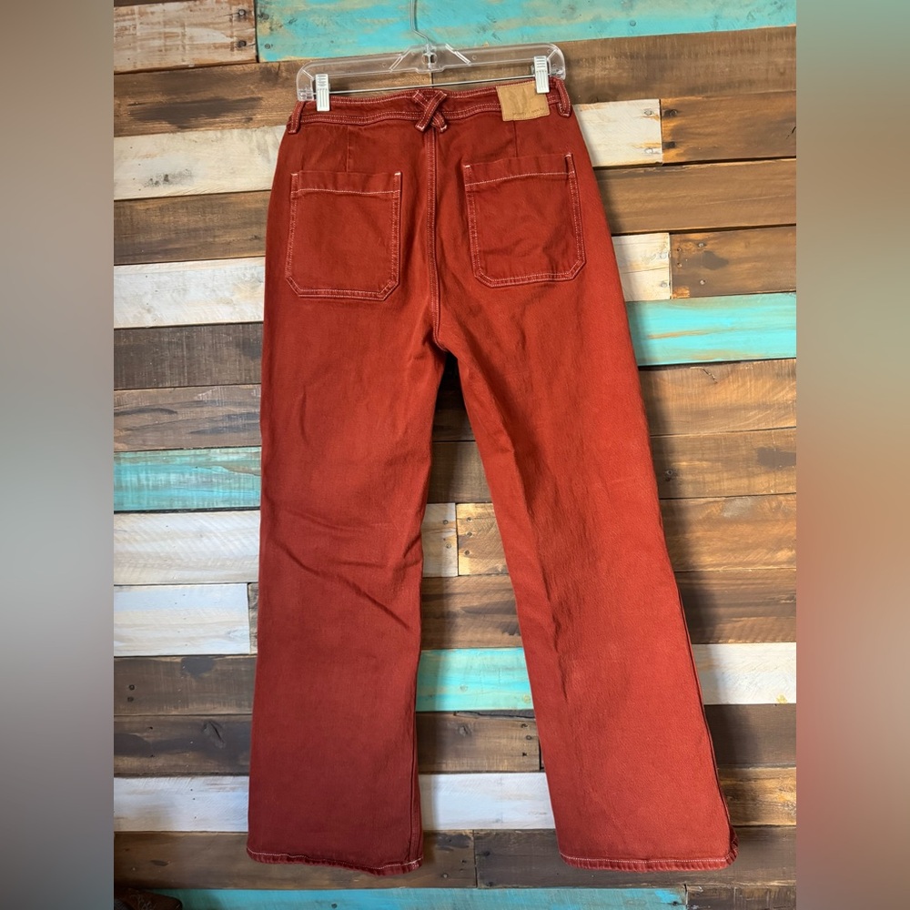 Seventy + Mochi Mabel Jeans Dark Rust Wide Leg High Rise Anthropologie| Size 30W